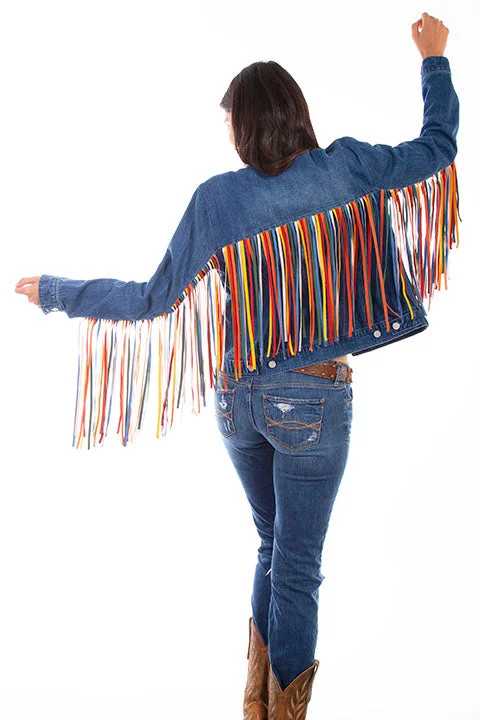 Women's Honey Creek Jacket Collection: Denim Serape Fringe