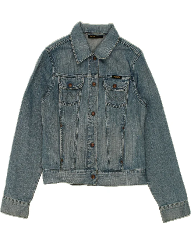 WRANGLER Womens Crop Denim Jacket UK 14 Large Blue Cotton