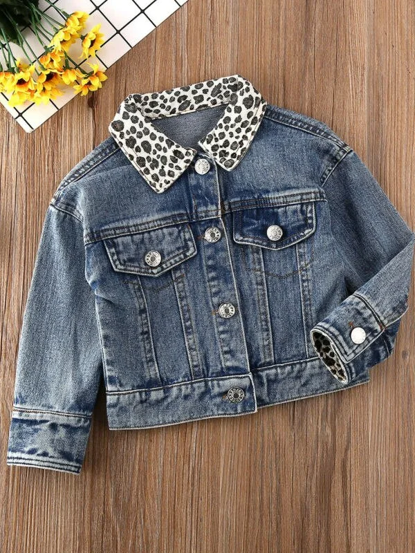 Leopard Lapel Denim Jacket