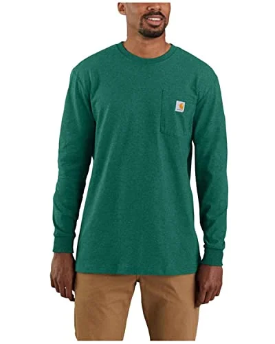 Carhartt 104896  Men's Heather Green Antler Logo Graphic Heavyweight Long Sleeve Work Green XX-Large