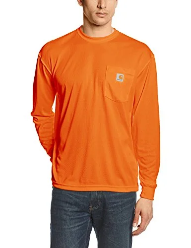 Carhartt 100494 Men's High Visibility Force Color Enhanced Long Sleeve Tee,Brite Orange,Small