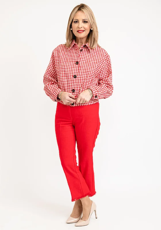 iBlues Efebo Check Cropped Jacket, Red & White