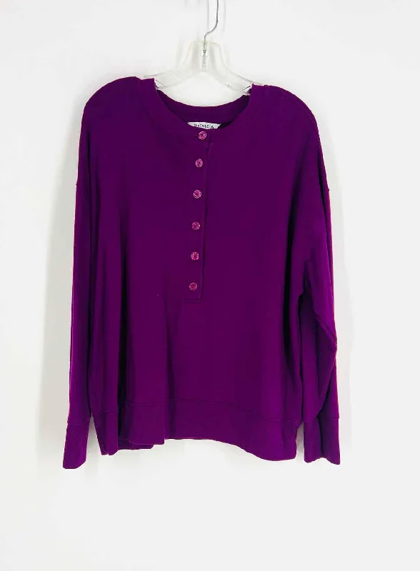 Athleta Size L Purple Henley Tops Top-Long Sleeve