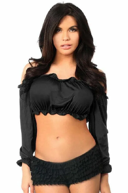 Black Long Sleeve Peasant Top