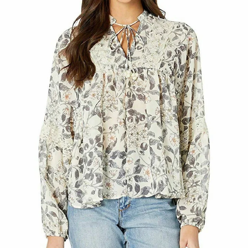 Floral Long Sleeve Blouse In Multicolor