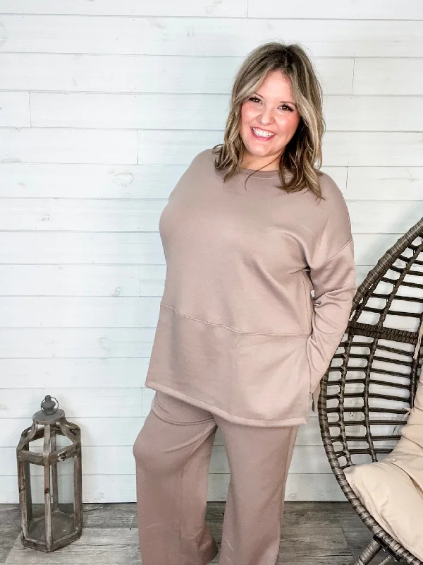 "Greece" Long Sleeve Top and Wide Leg Pants (Cappuccino)