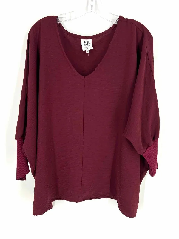 Ivy Jane Size M/L Maroon Dolman Sleeve Crinkled Tops Top-Long Sleeve