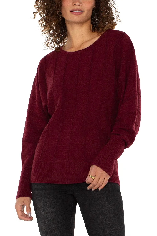 Liverpool Long Sleeve Boat Neck Dolman Sleeve Sweater In Dark Pinot Noir