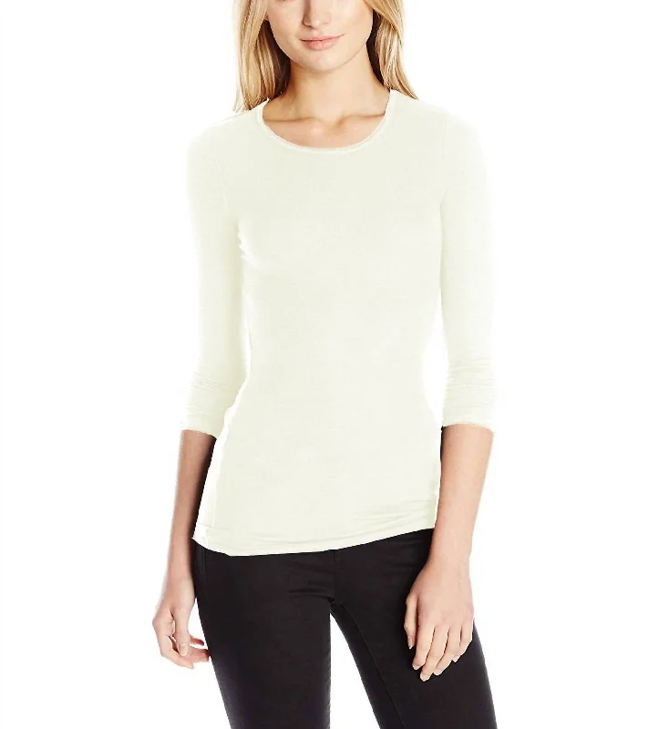 Long Sleeve Crew Neck Tee In Cream