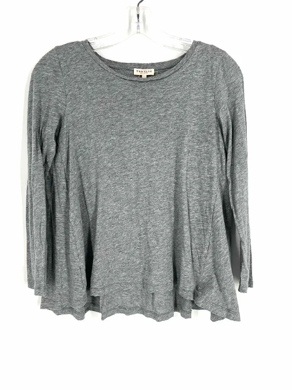 Size XS Gray Variegated Solid Designer Top-Long Sleeve