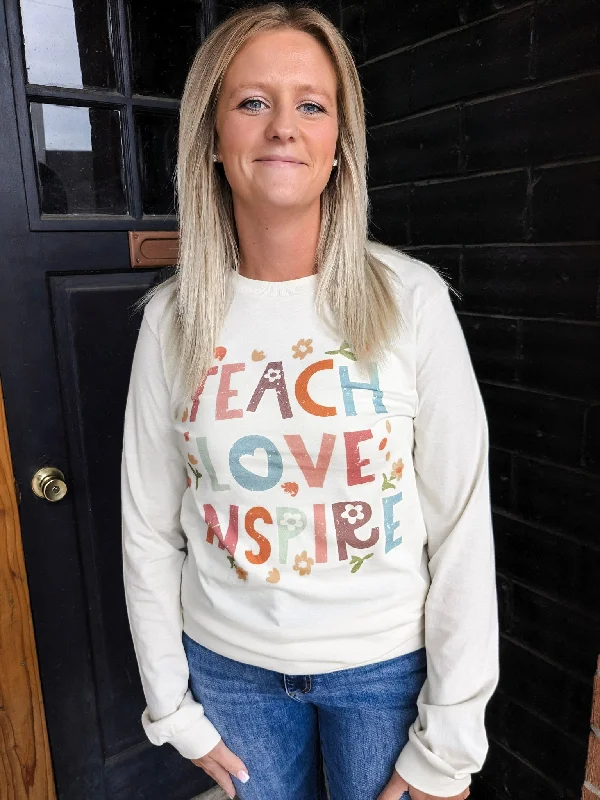 Teach Love Inspire Long Sleeve Graphic - Cream