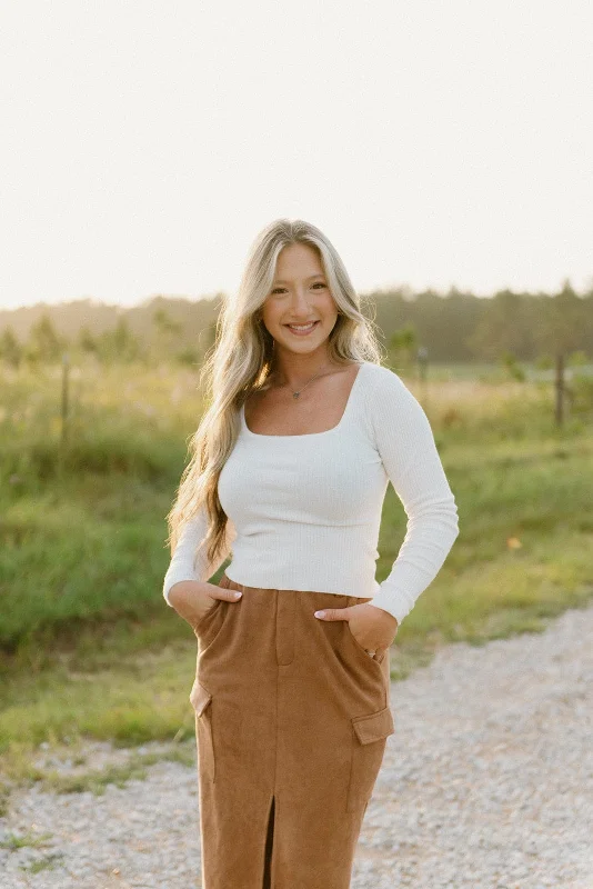 White Fitted Long Sleeve Top