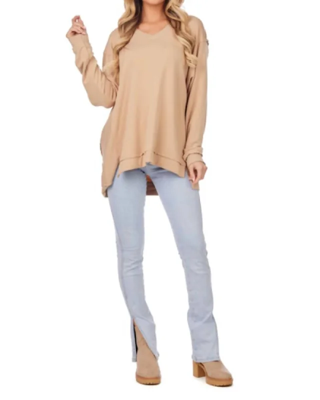 Willie Long Sleeve Tee In Beige