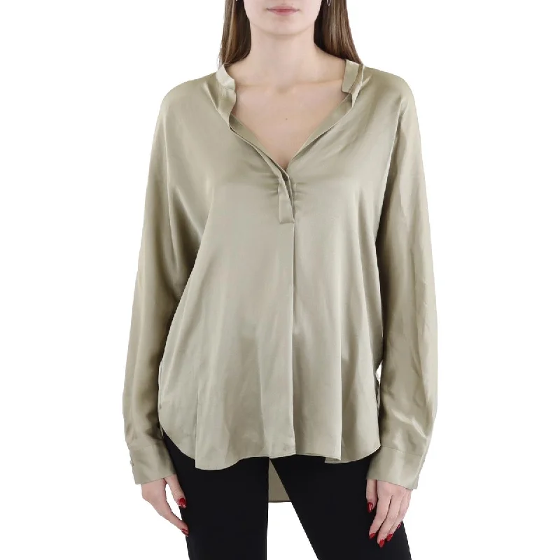 Womens Silk Long Sleeve Henley