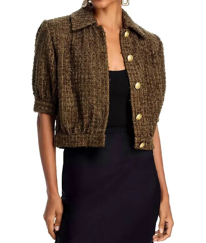 Cove Cropped Tweed Jacket In Pine