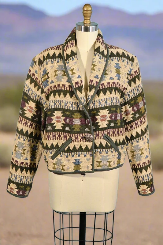 Vintage Southwestern Cropped Jacket, Country Western Jacket L