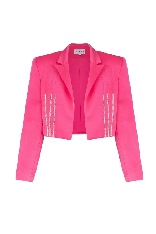 FUCHSIA RHINESTONE CROPPED JACKET