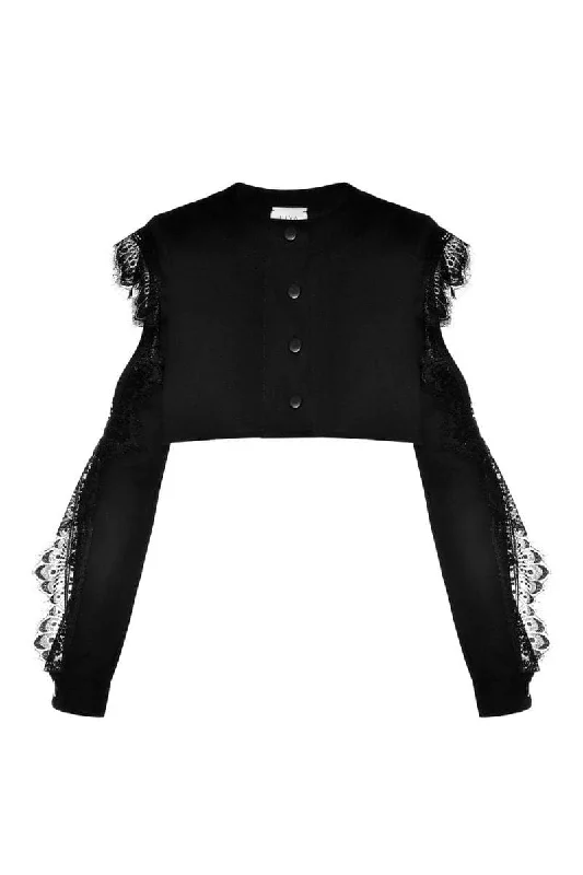 ONYX CROPPED JACKET WITH RUFFLES