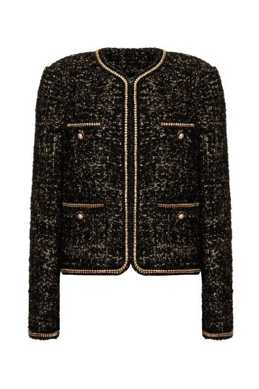 TWEED BLACK WOOL-BLEND CROPPED JACKET