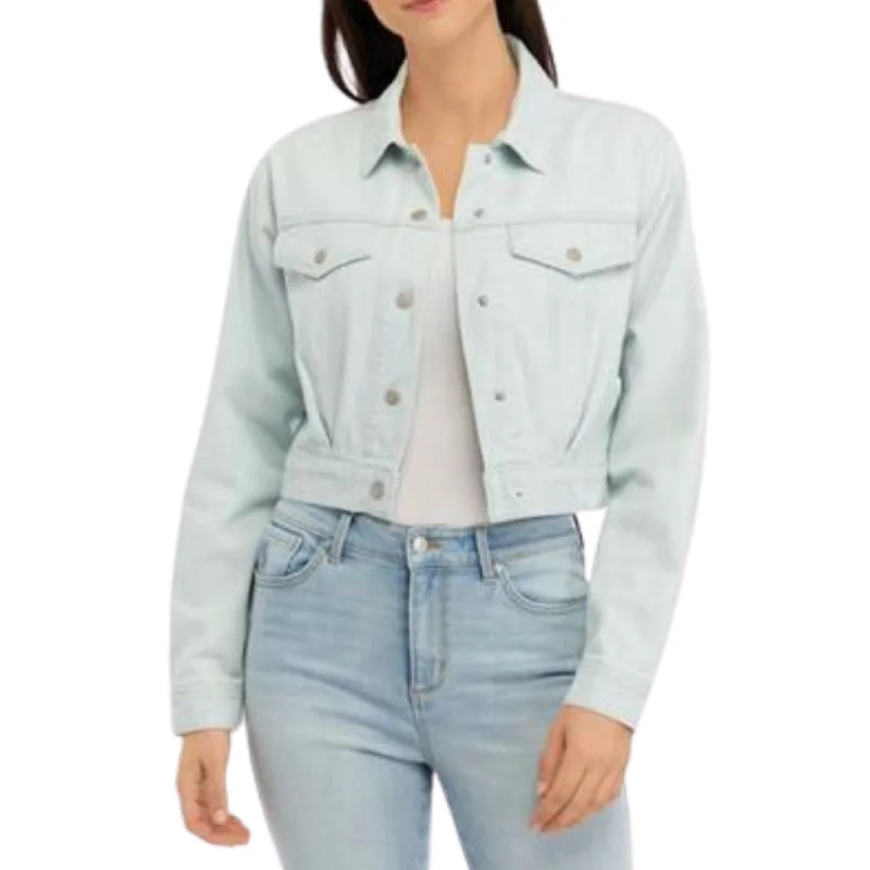 GLORIA VANDERBILT -  Cropped Trucker Jacket with Pleats