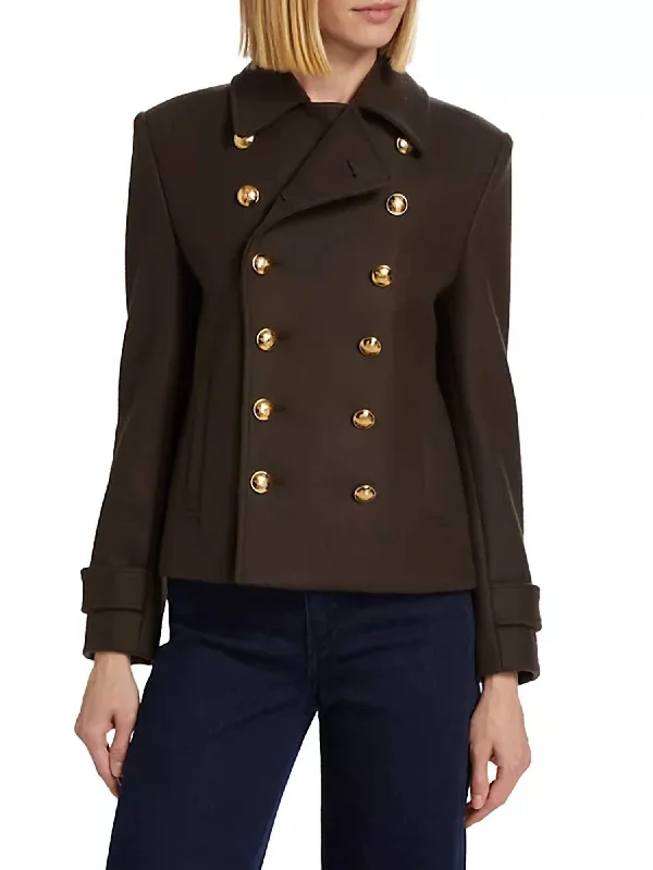 Ornella Cropped Peacoat In Cocoa